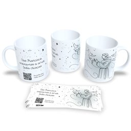 Caneca de Porcelana Religiosa com Qr Code Orações São Francisco de Assis - 1