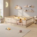 Ver imagem 1 de Cama Montessoriana Casal com Grade Giulia Casatema MadeiraOriginals Marrom/Bege