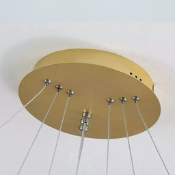 Iluminação de Teto Luminária Pendente Anelar Cor Dourado Luz Neutra Sala de Estar Sala de Jantar - 8