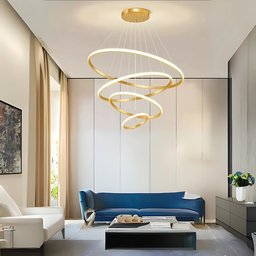 Iluminação de Teto Luminária Pendente Anelar Cor Dourado Luz Neutra Sala de Estar Sala de Jantar - 7