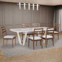 Ver imagem 3 de Mesa de Jantar 6 Lugares Retangular Tampo Vidro/MDF Lavanda