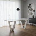 Ver imagem 1 de Mesa de Jantar 6 Lugares Retangular Tampo Vidro/MDF Lavanda