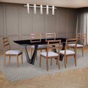 Ver imagem 3 de Mesa de Jantar 6 Lugares Retangular Tampo Vidro/MDF Lavanda