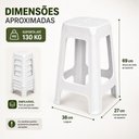 Ver imagem 4 de Banqueta Bistrô Alta Branca Banco Bar Balcão Cozinha Americana Área Gourmet Varanda Empilhável Refor