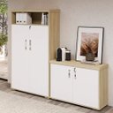 Ver imagem 1 de Kit 2 Armários para Escritório Alto e Baixo com Chave em Tamburato