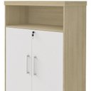 Ver imagem 7 de Kit 2 Armários para Escritório Alto e Baixo com Chave em Tamburato Branco/Carvalho Artany