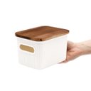 Ver imagem 2 de Caixa Organizadora 1,5l de Plástico com Tampa de Madeira Acácia - Oikos