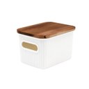 Ver imagem 1 de Caixa Organizadora 1,5l de Plástico com Tampa de Madeira Acácia - Oikos