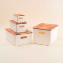 Ver imagem 7 de Caixa Organizadora 1,5l de Plástico com Tampa de Madeira Acácia - Oikos