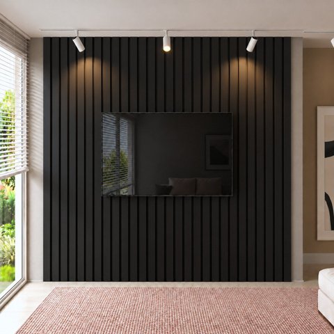 Painel para TV até 115 Polegadas de MDF 270cm x 280cm Preto