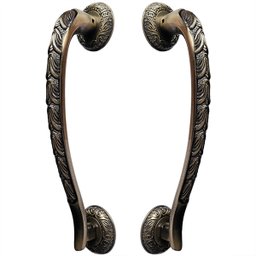 Puxador Duplo Stylus Bronze Antigo 300mm Porta Pivotante Correr Madeira Vidro Colonial Clássico Rúst - 1