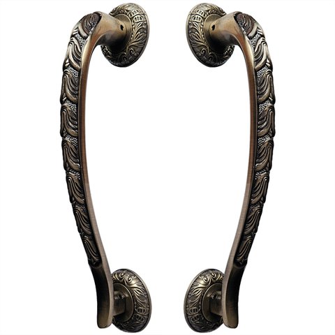 Puxador Duplo Stylus Bronze Antigo 300mm Porta Pivotante Correr Madeira Vidro Colonial Clássico Rúst