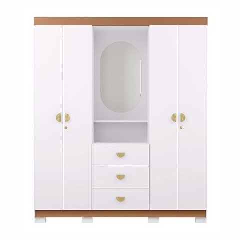 Guarda Roupa com Espelho Capelinha Aurora Branco/Camarim - Vila Rica Móveis