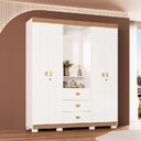 Ver imagem 2 de Guarda Roupa com Espelho Capelinha Aurora Branco/Camarim - Vila Rica Móveis