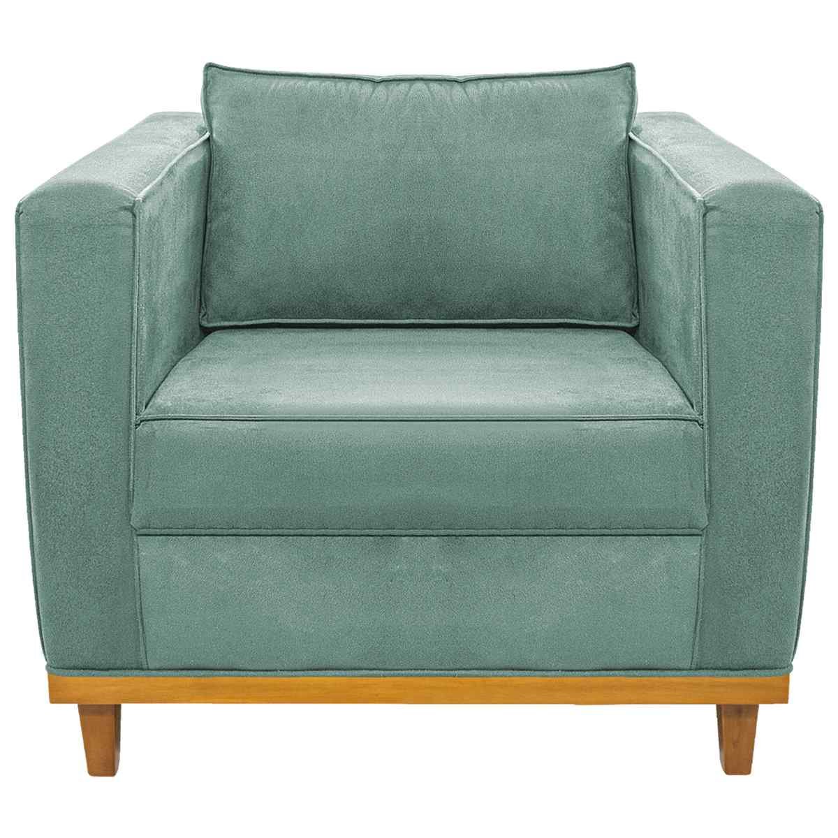 Poltrona Decorativa Europa Linho Azul Turquesa - Adj Decor - 3