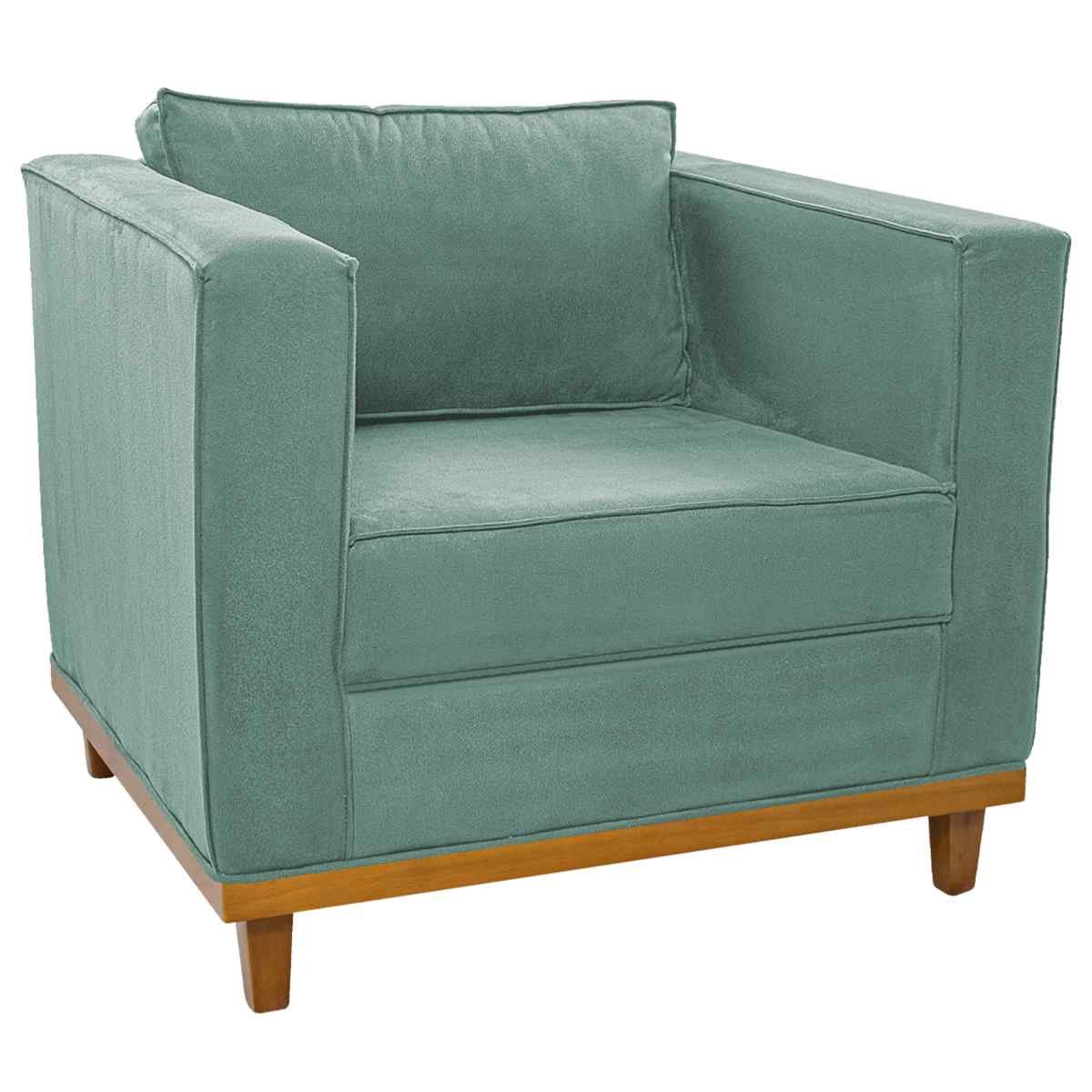 Poltrona Decorativa Europa Linho Azul Turquesa - Adj Decor - 1