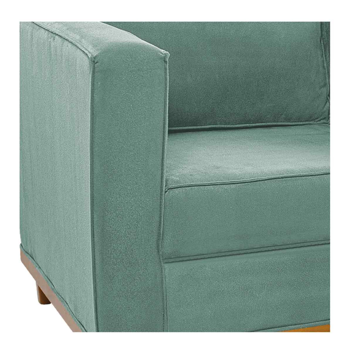 Poltrona Decorativa Europa Linho Azul Turquesa - Adj Decor - 8