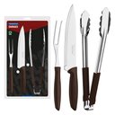 Ver imagem 2 de Kit para Churrasco Tramontina Plenus com Laminas em Aço Inox e Cabos de Polipropileno Marrom 3 Peç