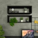 Ver imagem 1 de Par de Nichos Retangular P15cm Minimalista Preto Mdf Organizador Escritório Quarto Sala - Rufatto de