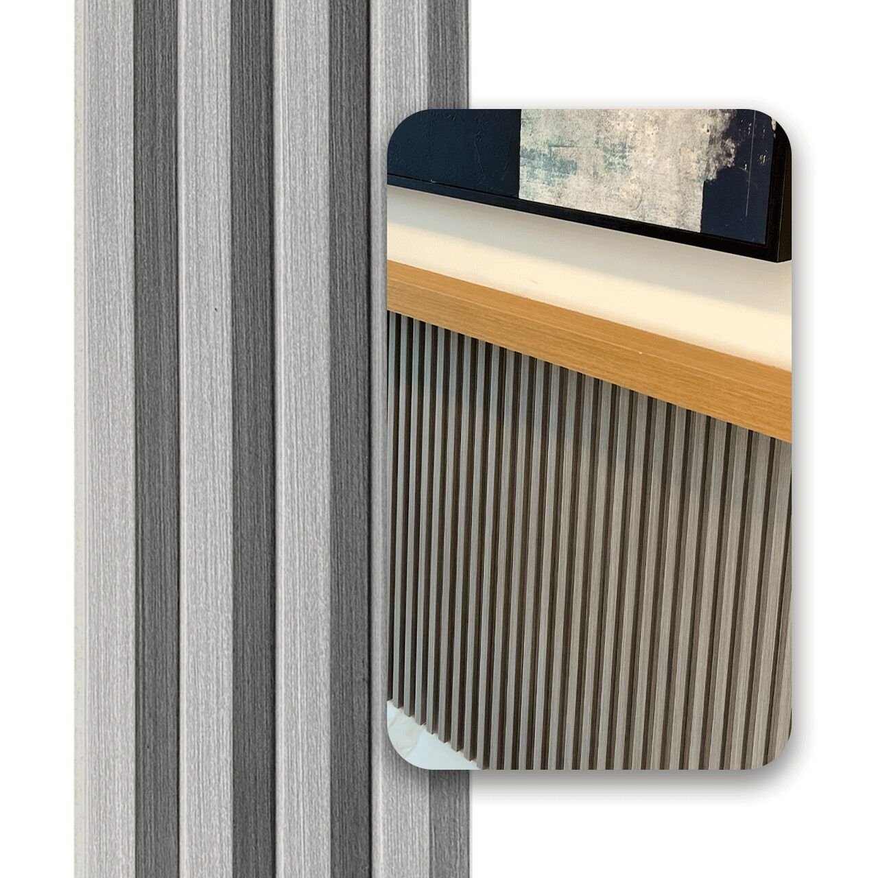 Painel Ripado Wpc Interno Wave Cor: Cinza Médio 1,45m X 16cm (0,21m²) Woopo - 8