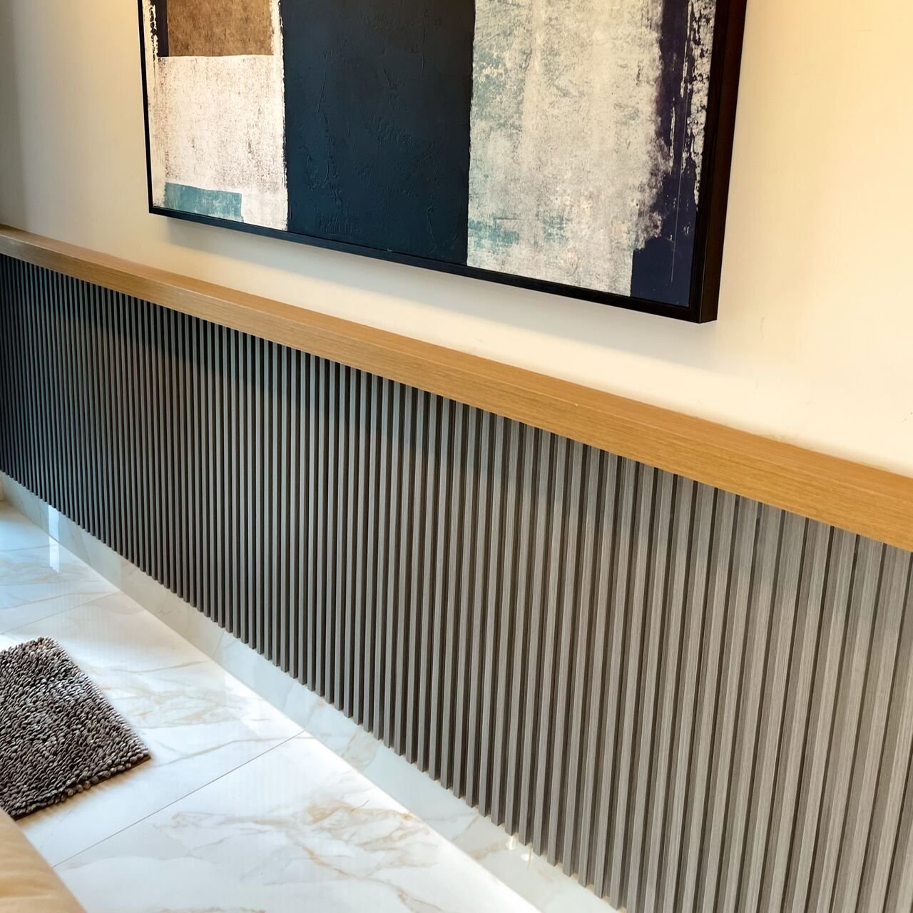 Painel Ripado Wpc Interno Wave Cor: Cinza Médio 1,45m X 16cm (0,21m²) Woopo - 11