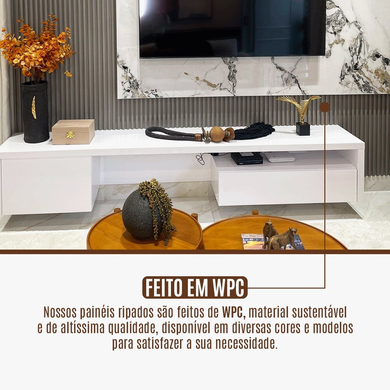 Painel Ripado Wpc Interno Wave Cor: Cinza Médio 1,45m X 16cm (0,21m²) Woopo - 10