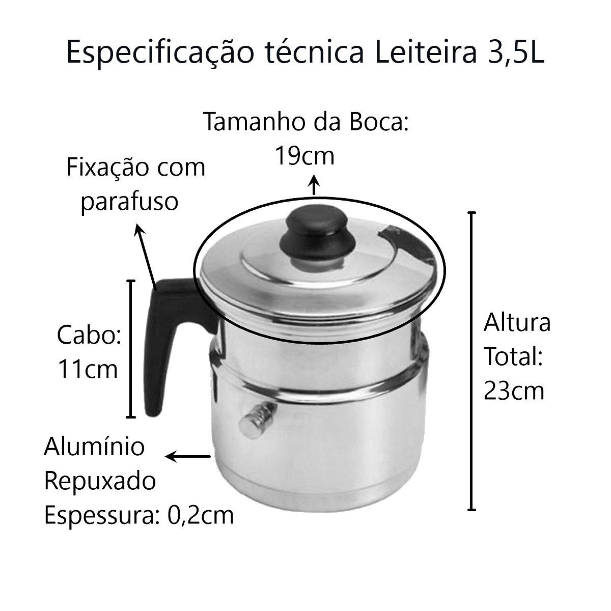 Kit Leiteira Térmica Apito Alumínio Leite Chá 1500 e 3500ml Continental - 3