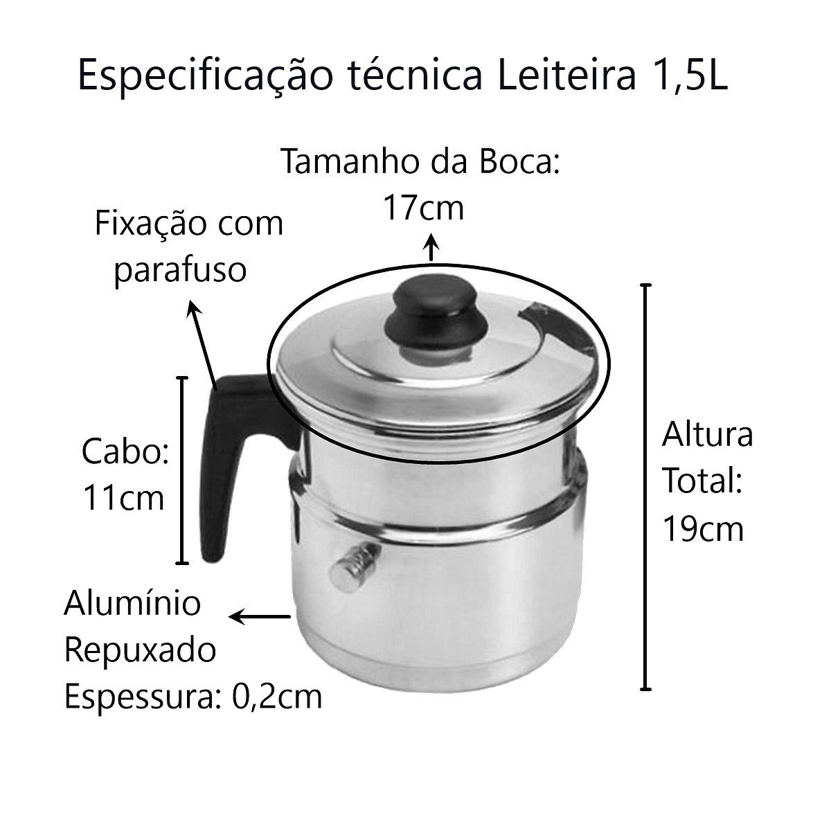Kit Leiteira Térmica Apito Alumínio Leite Chá 1500 e 3500ml Continental - 2