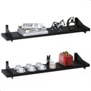 Ver imagem 1 de 2 Prateleiras Suspensa Estilo Industrial Madeira 60cm Fs P:preto