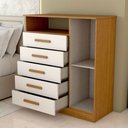 Ver imagem 5 de Cômoda Veneto 1 Porta 5 Gavetas 100% Mdf Cinamomo/off White - Panorama Móveis