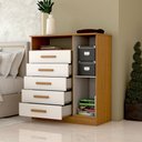 Ver imagem 2 de Cômoda Veneto 1 Porta 5 Gavetas 100% Mdf Cinamomo/off White - Panorama Móveis