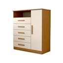 Ver imagem 1 de Cômoda Veneto 1 Porta 5 Gavetas 100% Mdf Cinamomo/off White - Panorama Móveis