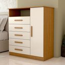 Ver imagem 6 de Cômoda Veneto 1 Porta 5 Gavetas 100% Mdf Cinamomo/off White - Panorama Móveis