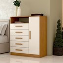 Ver imagem 3 de Cômoda Veneto 1 Porta 5 Gavetas 100% Mdf Cinamomo/off White - Panorama Móveis