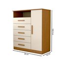 Ver imagem 4 de Cômoda Veneto 1 Porta 5 Gavetas 100% Mdf Cinamomo/off White - Panorama Móveis