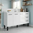 Ver imagem 1 de Armário Gabinete para Cozinha em Aço Pia 150cm Novo Vênus Branco