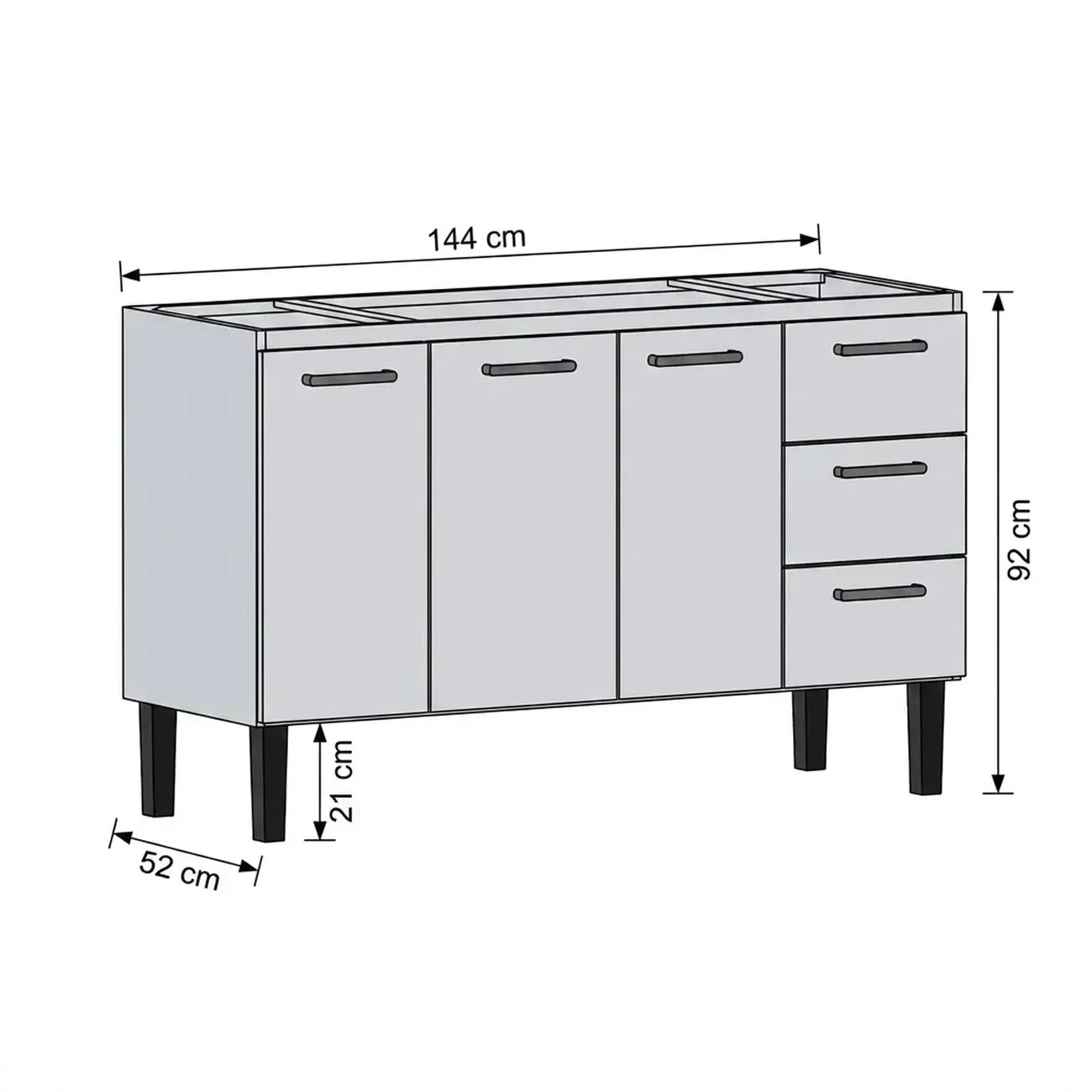 Ver imagem 3 de Armário Gabinete para Cozinha em Aço Pia 150cm Novo Vênus Branco