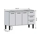 Ver imagem 3 de Armário Gabinete para Cozinha em Aço Pia 150cm Novo Vênus Branco