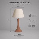 Ver imagem 3 de Abajour Paris Pequeno c/ Cúpula Tecido Decorativo de Cerâmica para Sala e Mesa Mocha Mousse