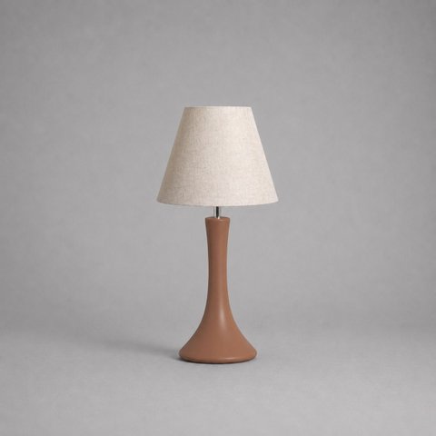 Abajour Paris Pequeno c/ Cúpula Tecido Decorativo de Cerâmica para Sala e Mesa Mocha Mousse