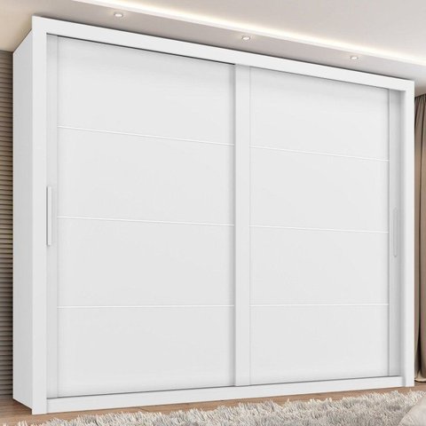 Guarda Roupa Casal Essencial 2 Portas de Correr 6 Gavetas Branco/Absoluto