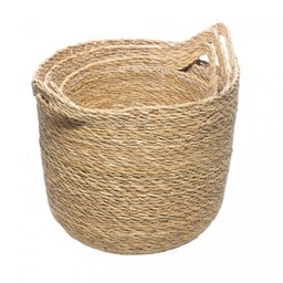 Conjunto 3 Cachepots de Fibra Natural com Alça e Forro de Plástico - Wolff 61657 - 2