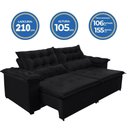 Ver imagem 2 de Sofá Top Veneza 210cm Retrátil E Reclinável Preto - Ws
