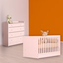 Ver imagem 1 de Conjunto Berço Mini Cama e Cômoda Trocador Rosa