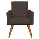 Ver imagem 2 de Kit 2 Poltronas e 2 Puffs Banqueta Redonda Nina Veludo Marrom Pés Palito Castanho - Pallazio