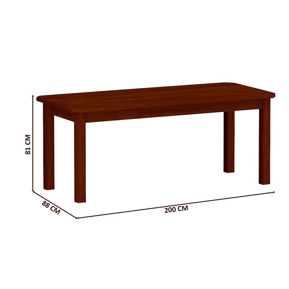 Conjunto Mesa De Jantar Madeira Maciça Safira Com 8 Lugares Estofados Castanho Shop JM - 3