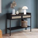Ver imagem 1 de Aparador para Sala 2 Gavetas Pés Madeira Arlo A10 Nero-preto - Mpozenato