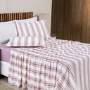 Ver imagem 2 de Jogo Cama Lençol Daily Casal Padrão Malha 100% Algodão Listrado 4 Peças - Rosê