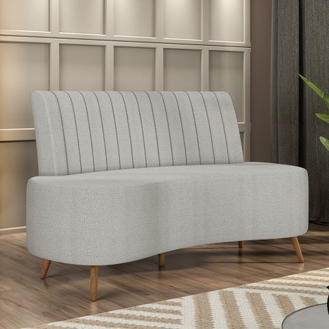 Sofá Living Decorativo 2 Lugares 1,35M Katara Cinza Bouclê G33 - Gran Belo