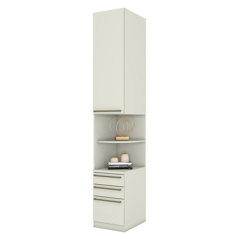 Mesa de Cabeceira Modulada Predileto 1 Porta e 3 Gavetas Areia - Móveis Henn